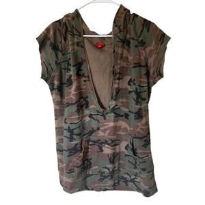Indie Sleaze Grunge Streetwear Y2K Sleeveless hoodie Camo sweatshirt plus sz 2XL